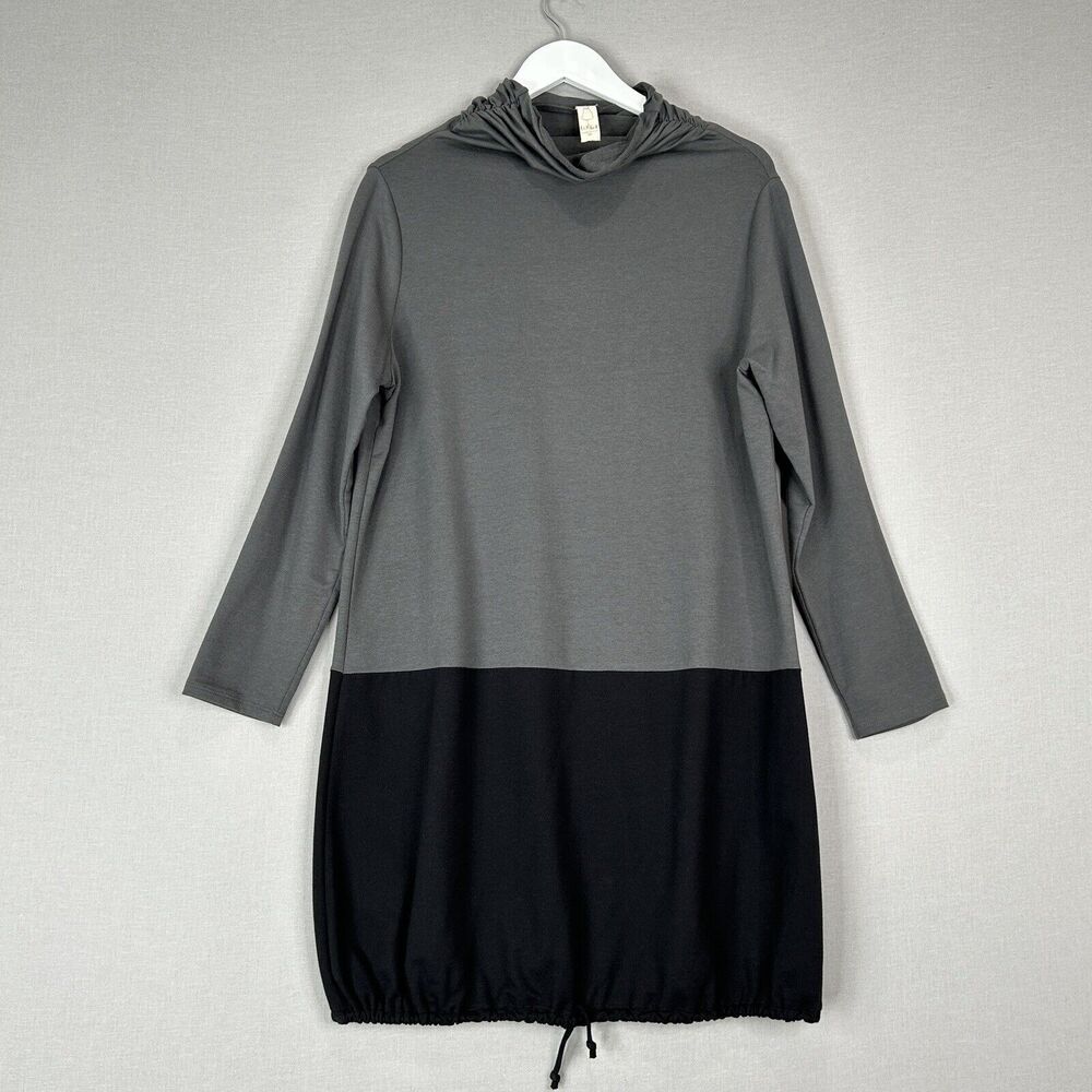 Chalet Dress Womens‎ Medium Gray Cowl Neck Loose Fit Colorblock Lagenlook Travel